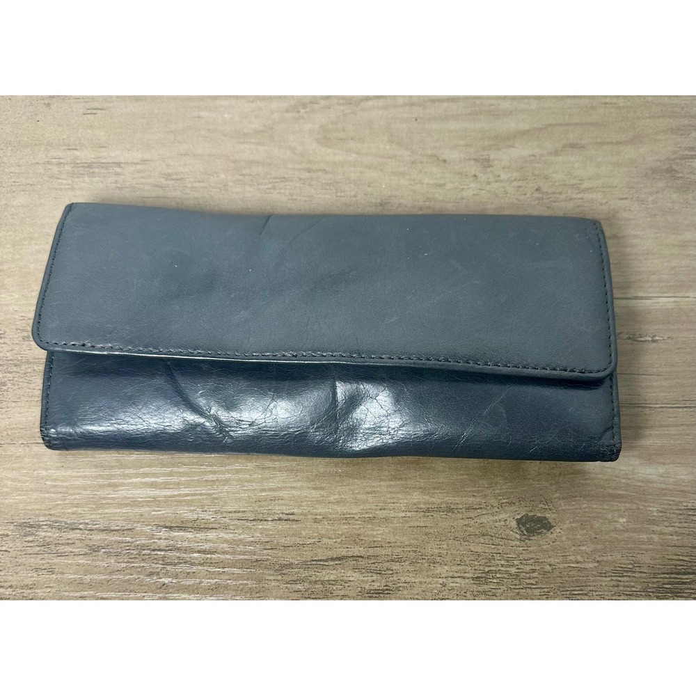 Hobo International Sadie‎ Trifold Soft Leather Gray Wallet Magnetic Closure